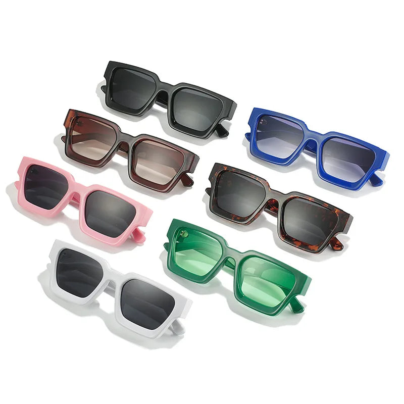 Ins Popular Women Square Sunglasses Retro Men Tinted Shades UV400