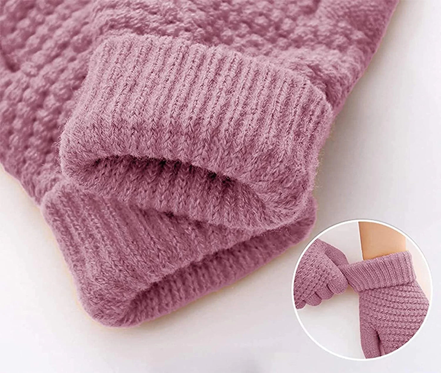 Women Winter Warm Touch Screen Gloves Knitted Soft Elastic Thick Gloves for Clod Weather Black