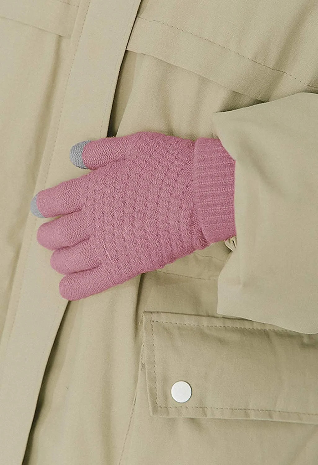 Women Winter Warm Touch Screen Gloves Knitted Soft Elastic Thick Gloves for Clod Weather Black